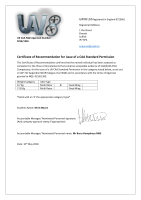 Certificate of Recommendation for issue of a CAA Standard Permission
